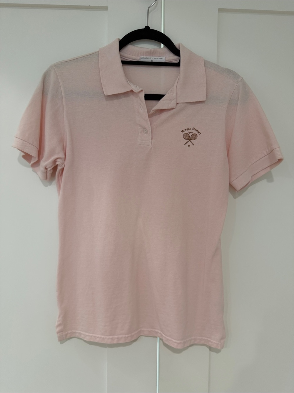 Morgan Stewart Light Pink Women's Polo Shirt with Tennis Motif